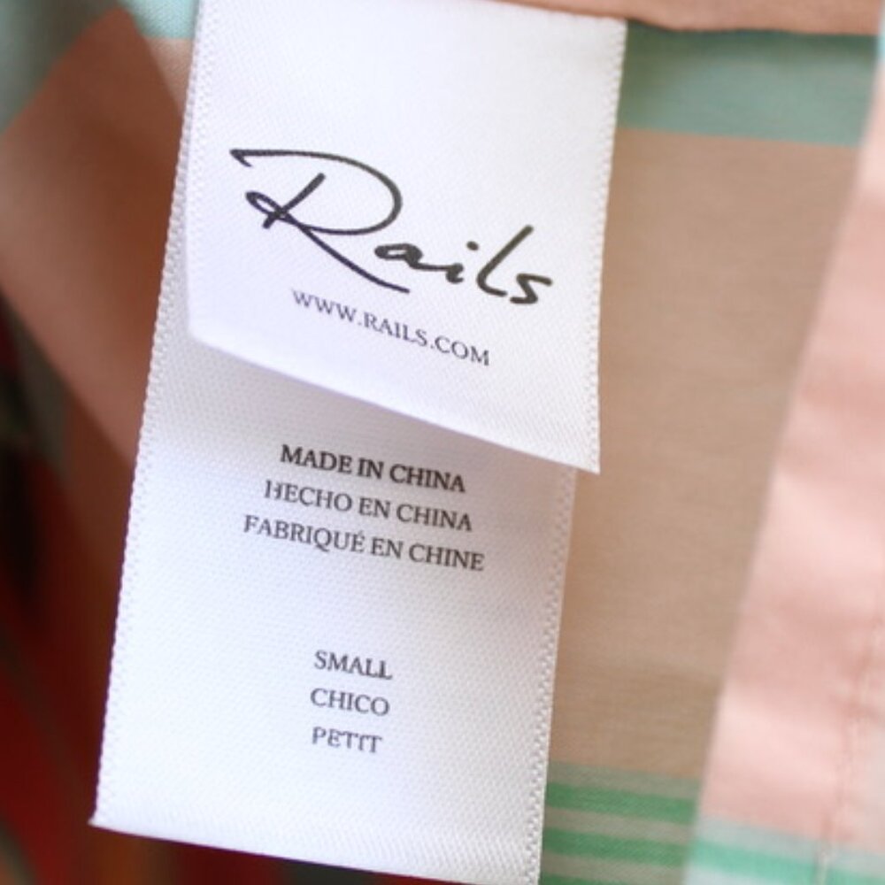 Rails Carmen Guava Stripe Multicolor Smocked Spaghetti Strap Dress Size Small - Picture 7 of 9